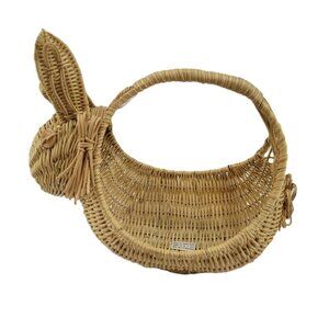 VTG FTD Wicker Bunny Rabbit FTDA Woven Easter Basket Gather Eggs Flowers 1989